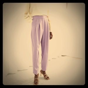 Purple wool blend pleat pants